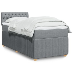 Cama box spring con colchón tela gris claro 80x200