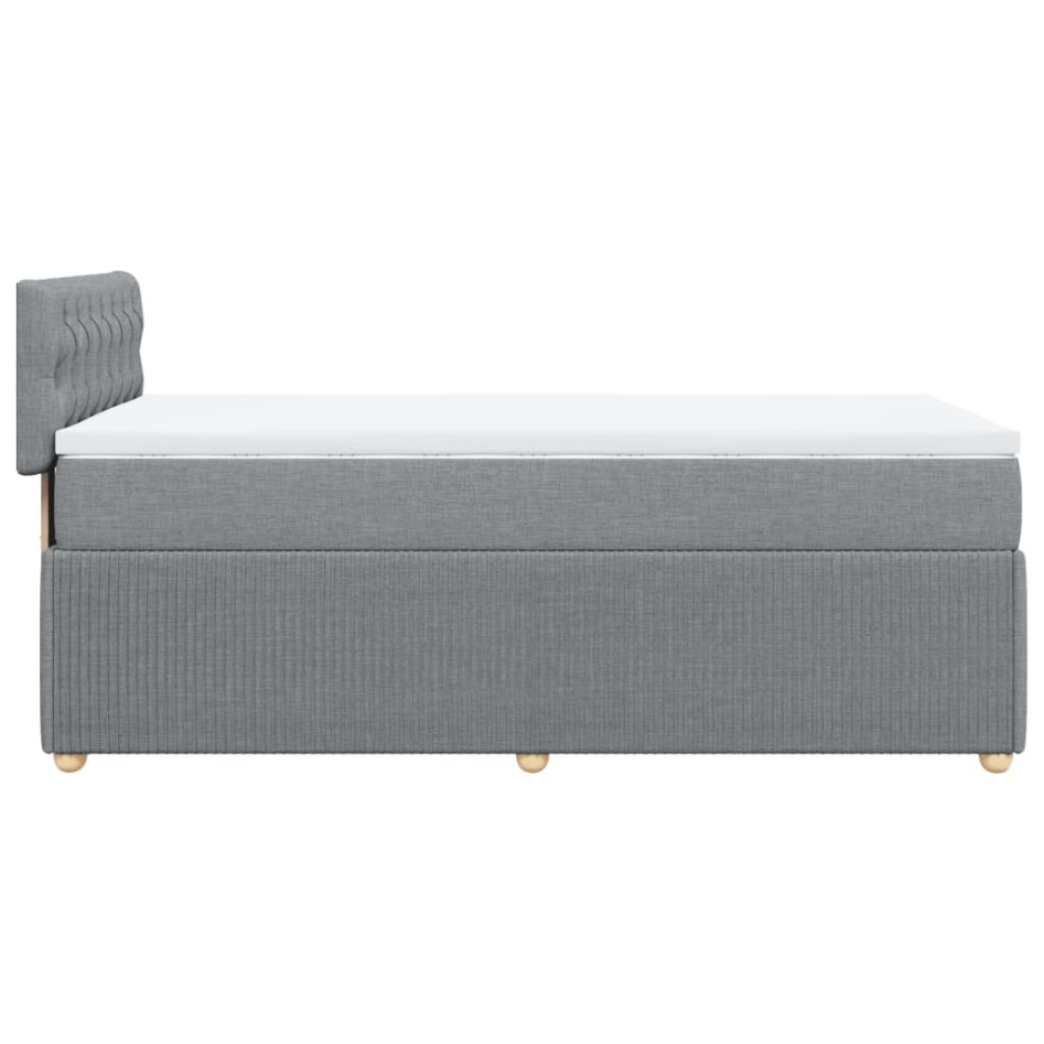 Cama box spring con colchón tela gris claro 80x200