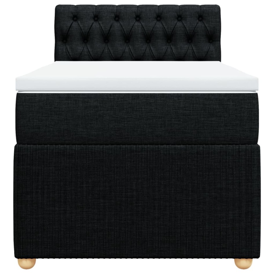 Cama box spring con colchón tela negro 80x200