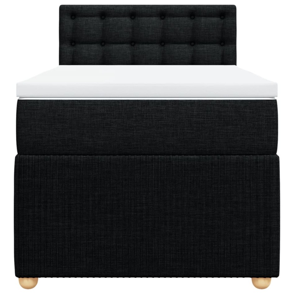 Cama box spring con colchón tela negro 80x200