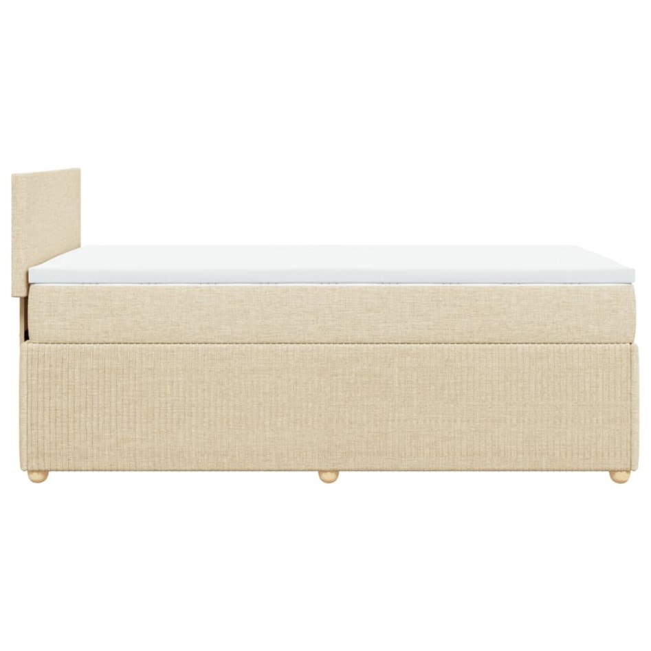 Cama box spring con colchón tela color crema 90x200