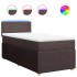 Cama box spring con colchón tela marrón oscuro 90x200
