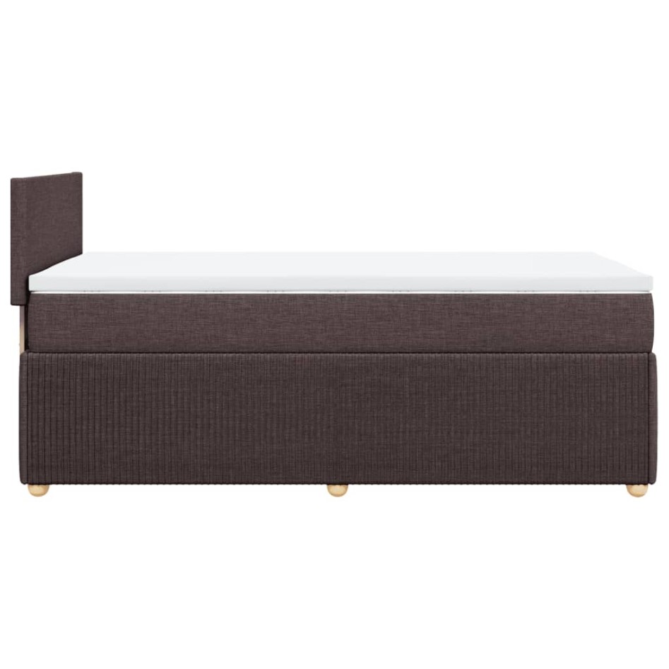Cama box spring con colchón tela marrón oscuro 90x200