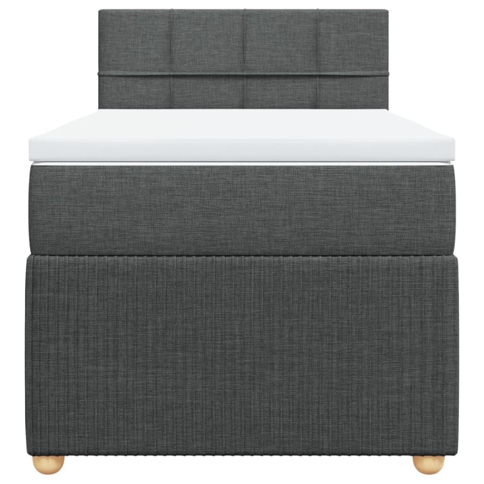 Cama box spring con colchón tela gris oscuro 90x200