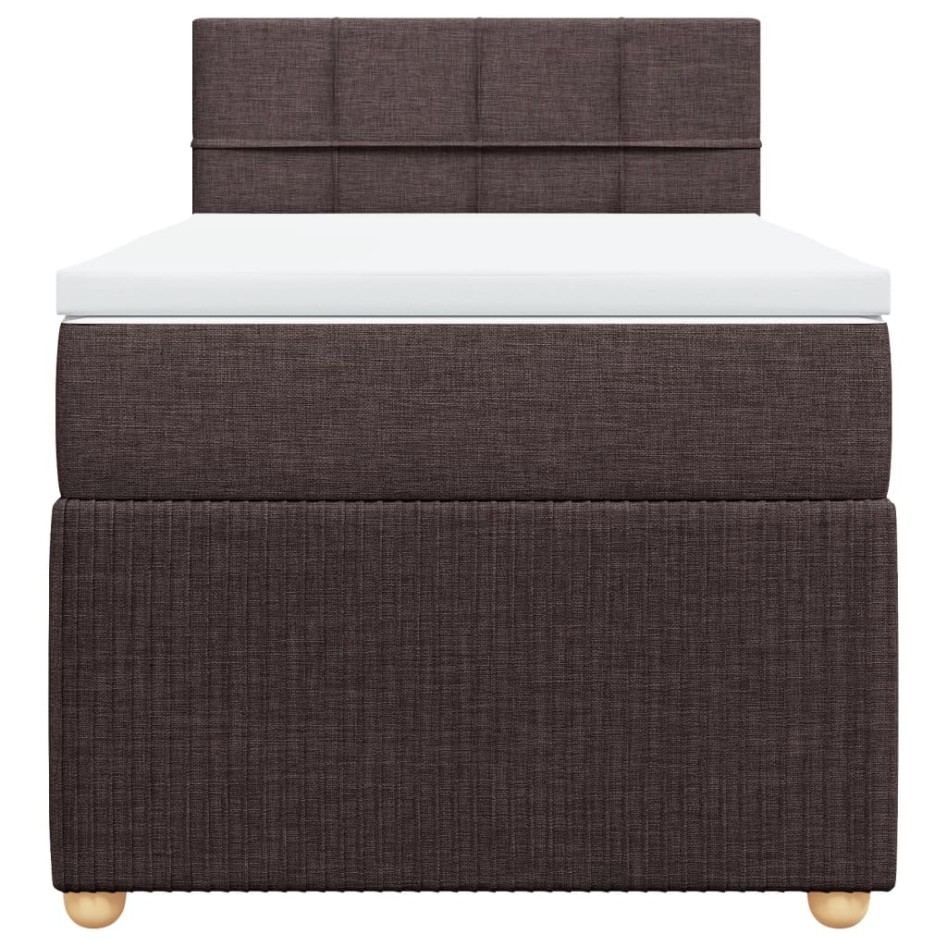 Cama box spring con colchón tela marrón oscuro 90x200