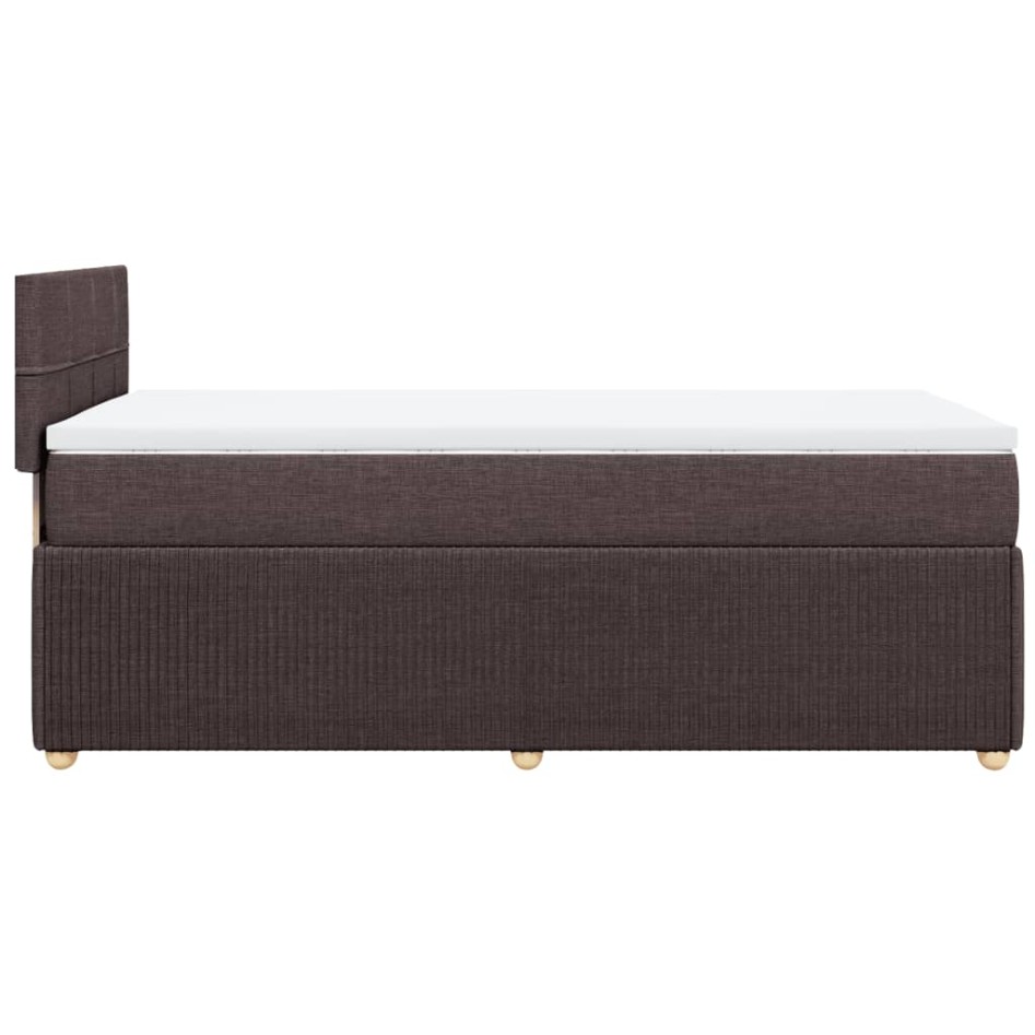 Cama box spring con colchón tela marrón oscuro 90x200