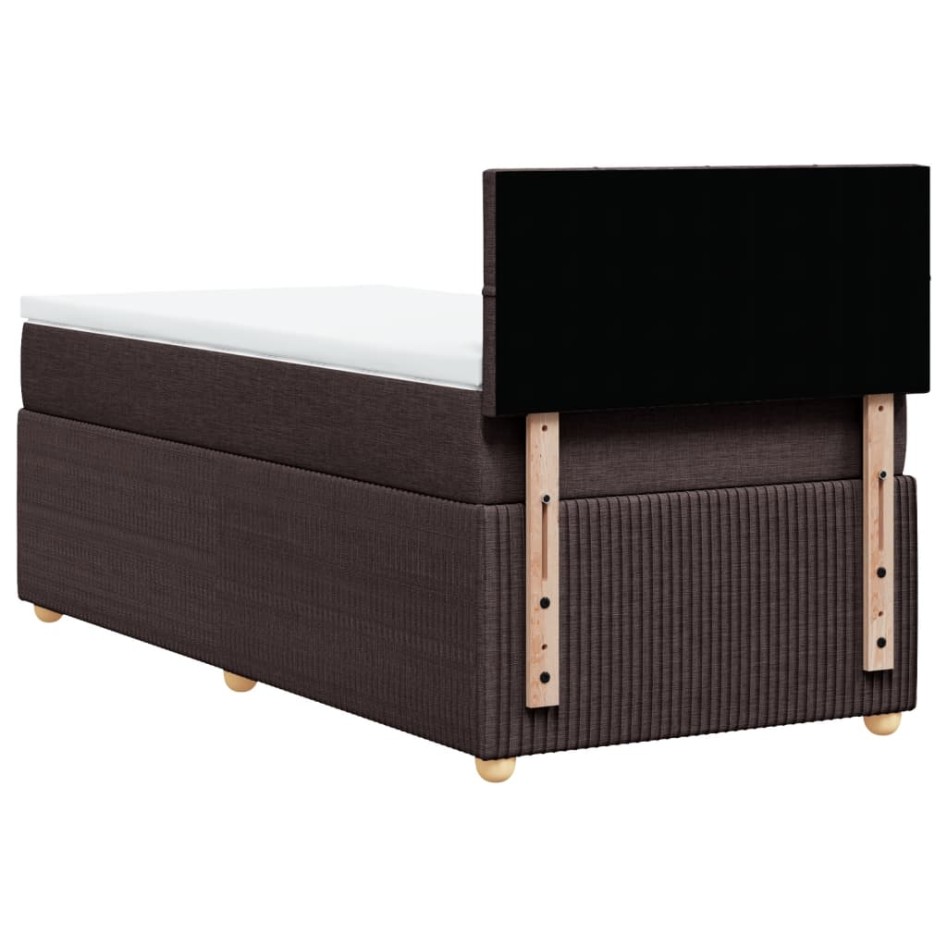Cama box spring con colchón tela marrón oscuro 90x200