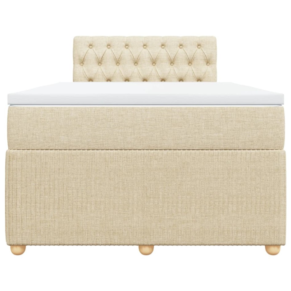 Cama box spring con colchón tela color crema 120x190