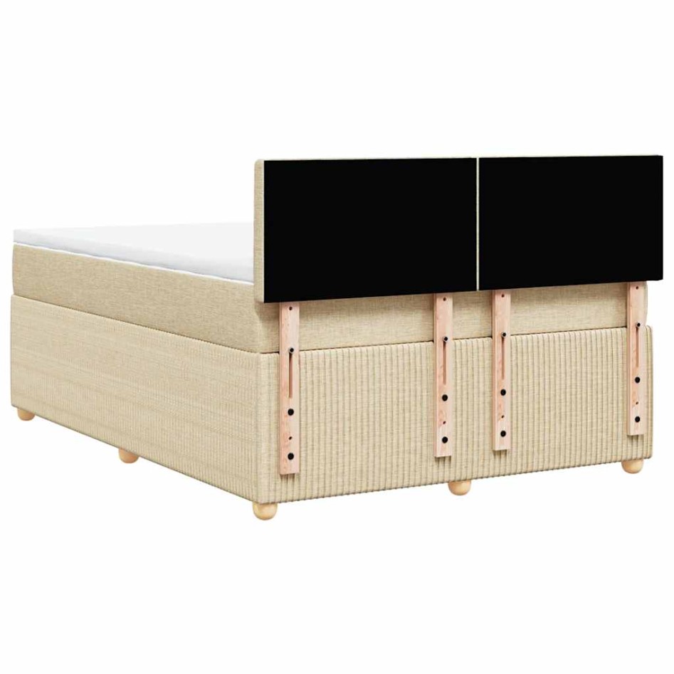 Cama box spring con colchón tela color crema 140x190