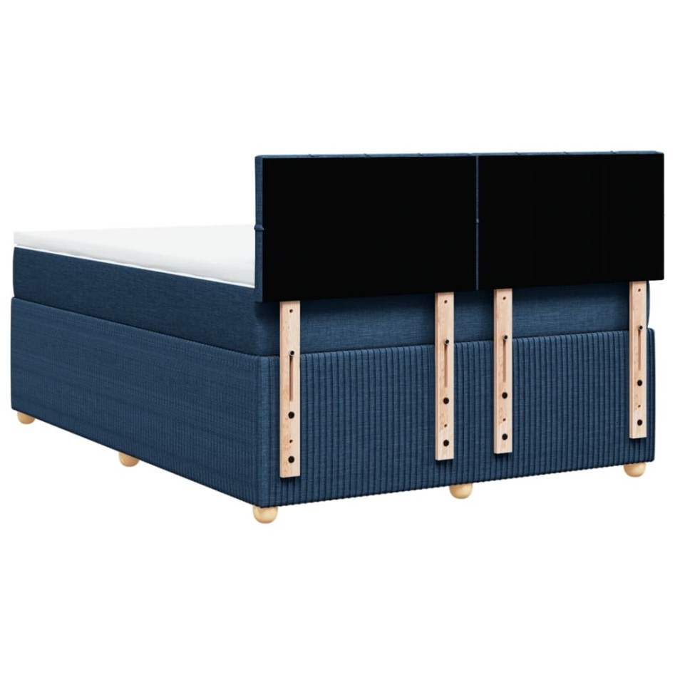 Cama box spring con colchón tela azul 140x200