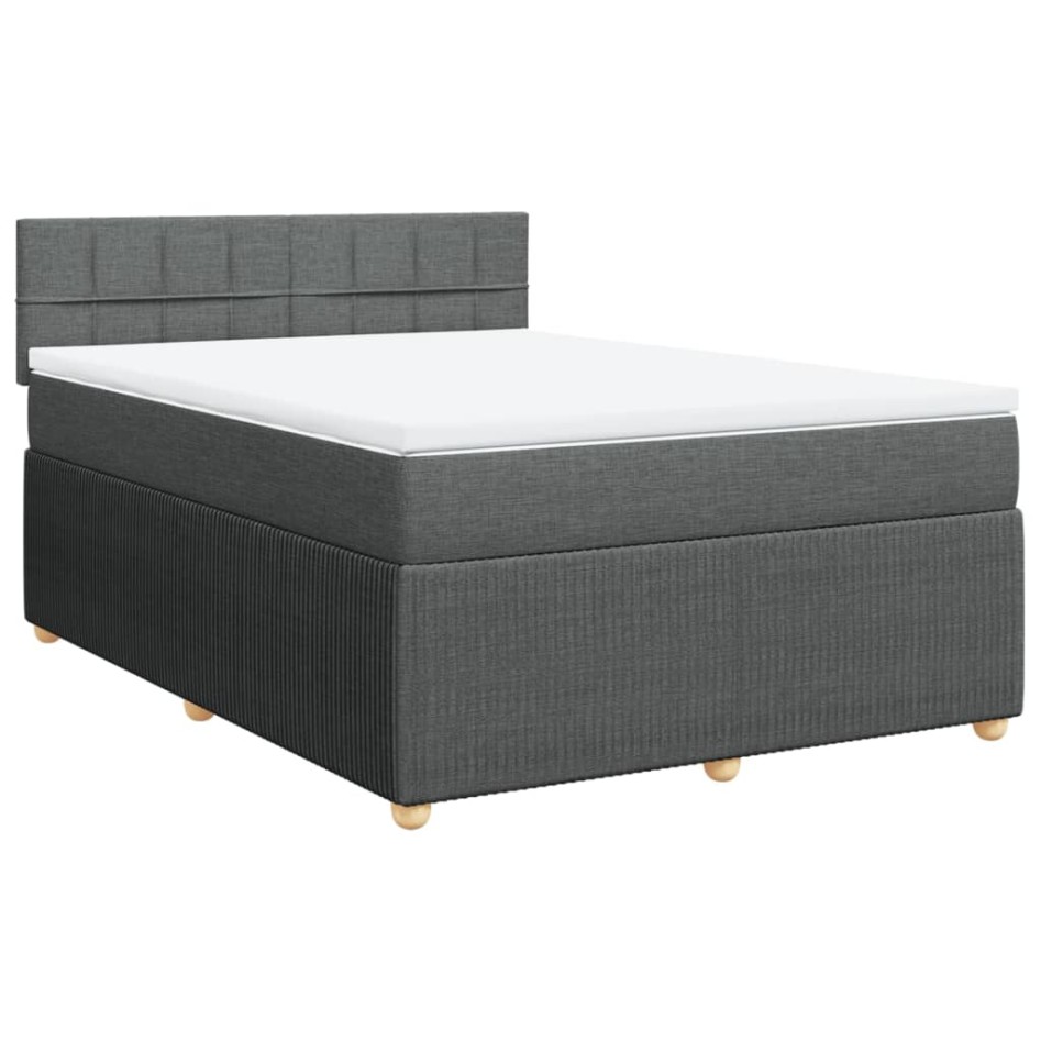 Cama box spring con colchón tela gris oscuro 160x200