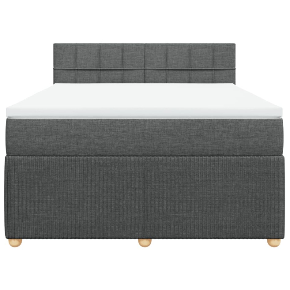 Cama box spring con colchón tela gris oscuro 160x200