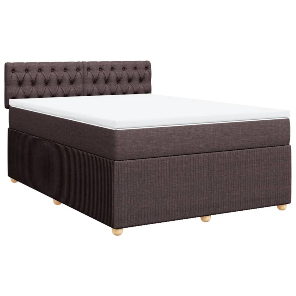 Cama box spring con colchón tela marrón oscuro 160x200