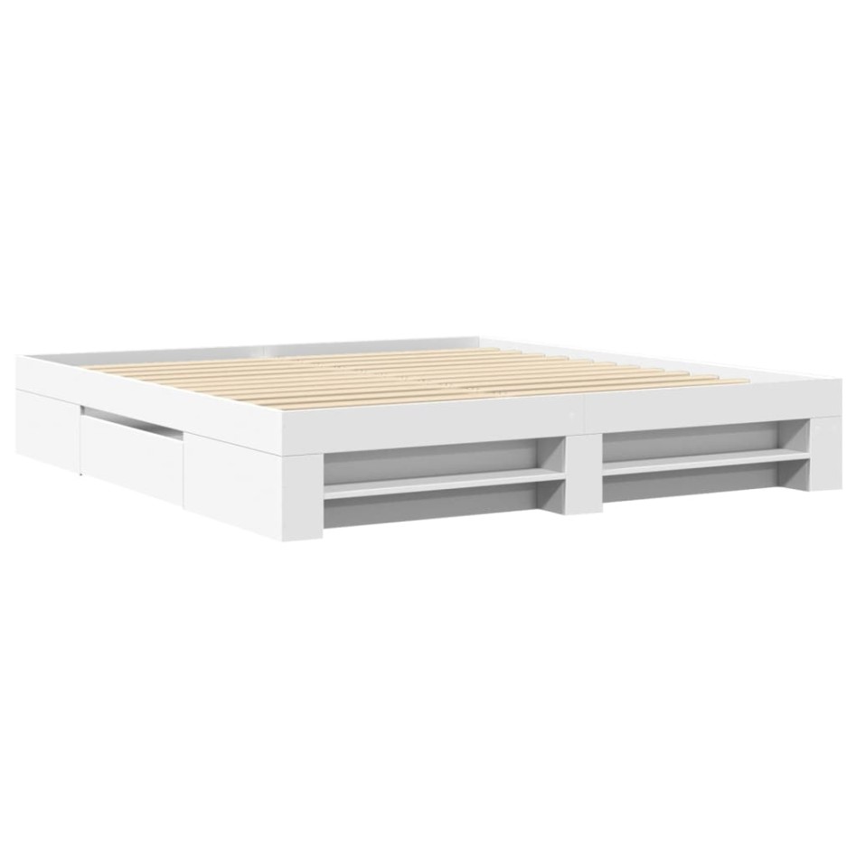 Estructura de cama madera de ingeniería blanca 200x200