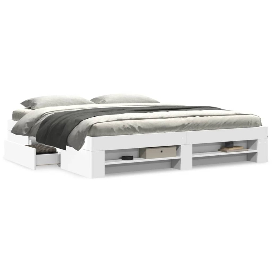 Estructura de cama madera de ingeniería blanca 200x200