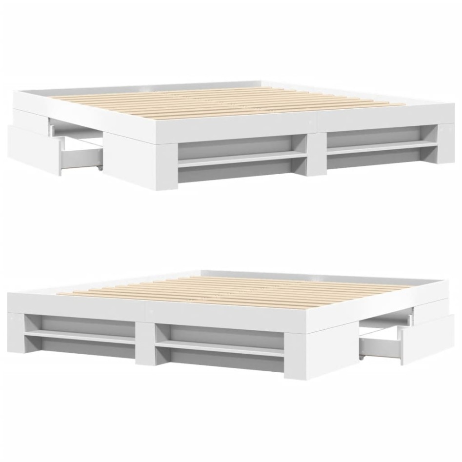 Estructura de cama madera de ingeniería blanca 200x200