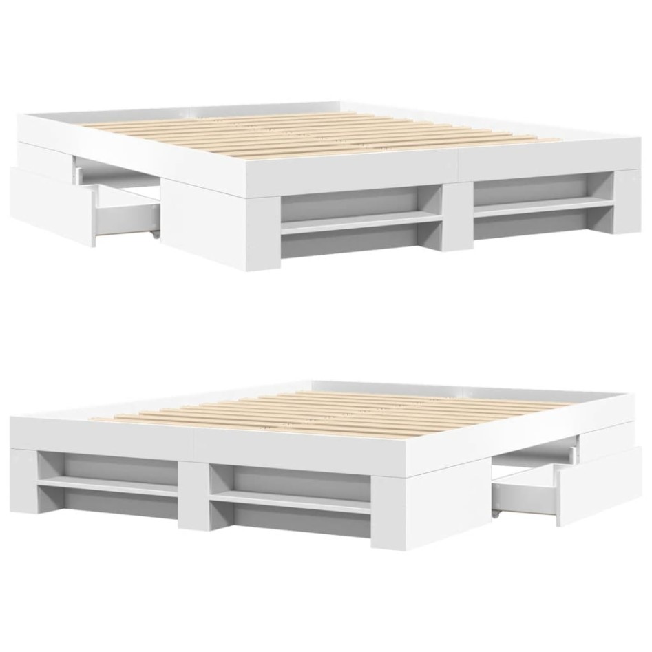 Estructura de cama sin colchón blanca 160x200