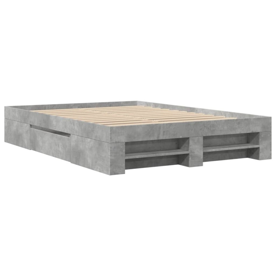 Estructura de cama madera de ingeniería gris hormigón