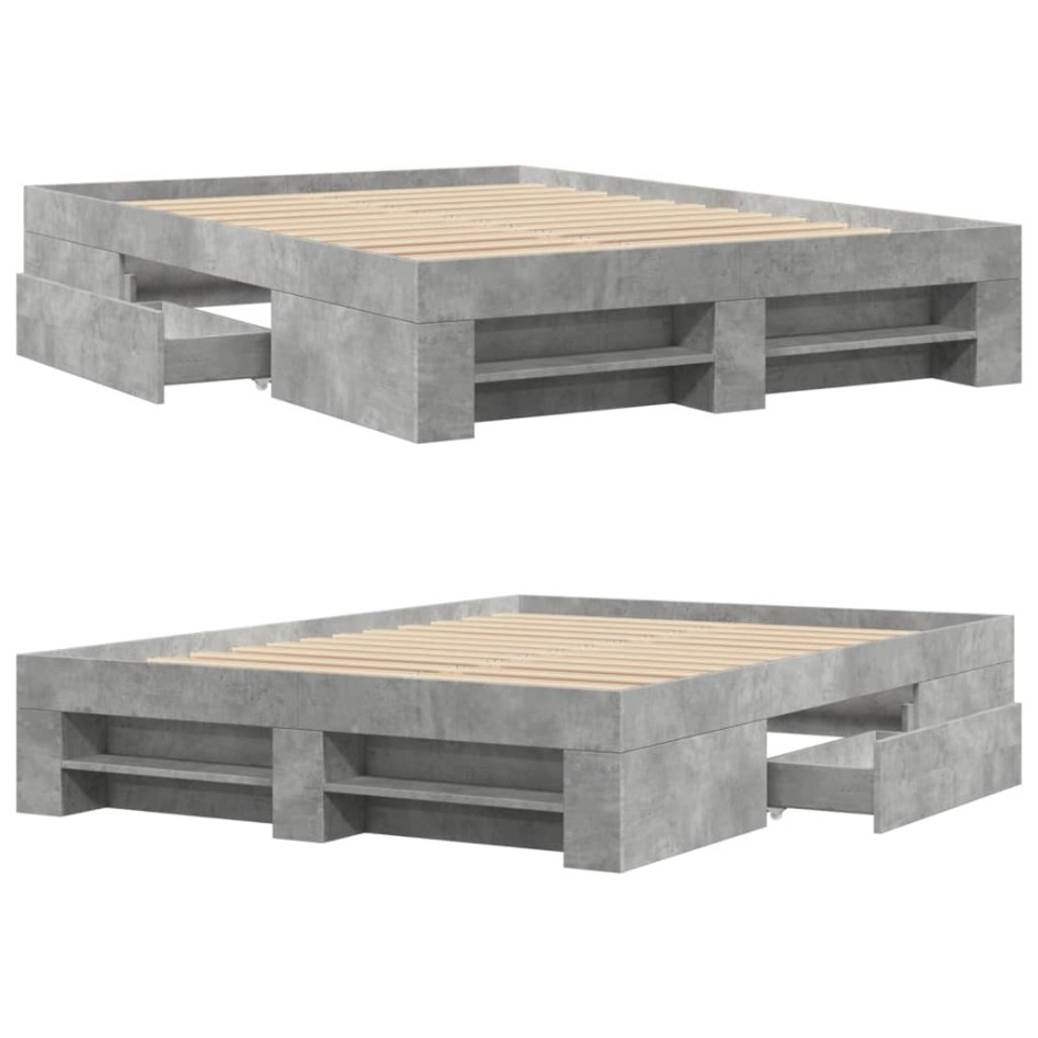 Estructura de cama madera de ingeniería gris hormigón