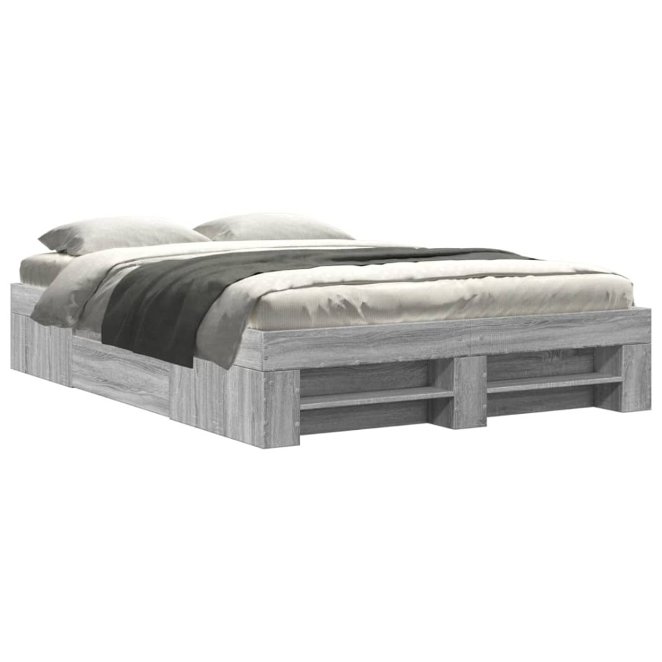 Estructura de cama madera de ingeniería gris Sonoma 120x200