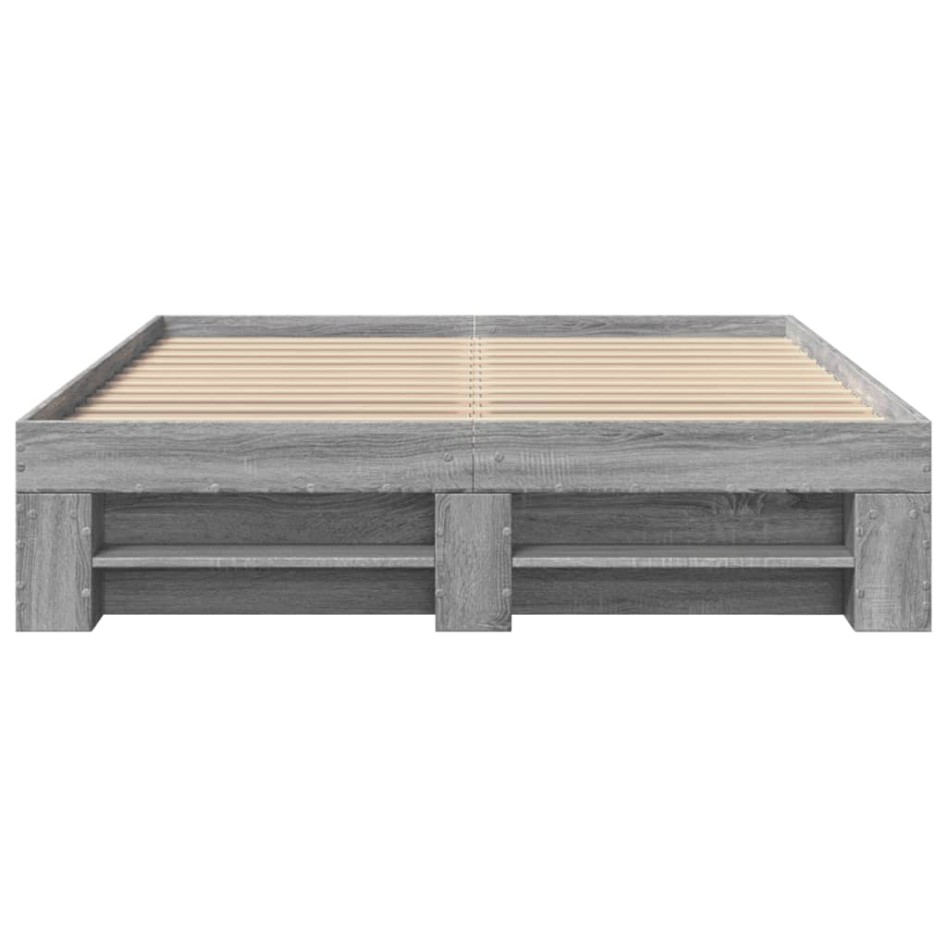 Estructura de cama madera de ingeniería gris Sonoma 120x200