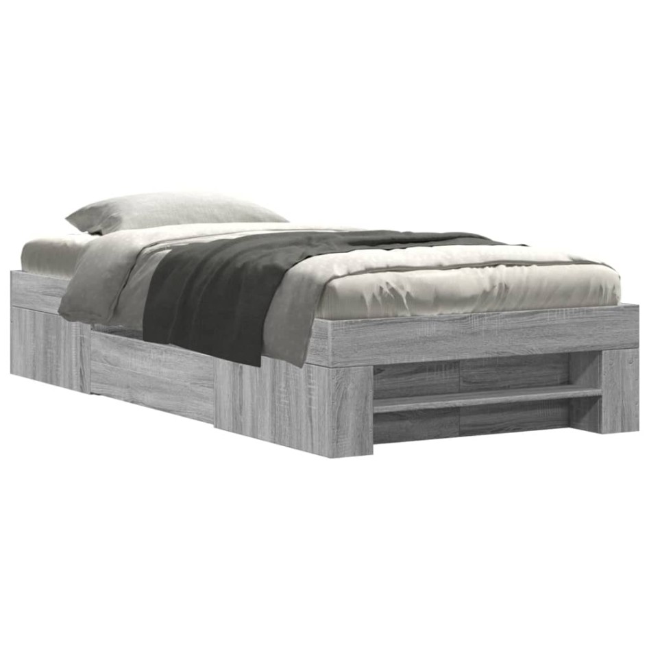 Estructura de cama madera de ingeniería gris Sonoma 90x200