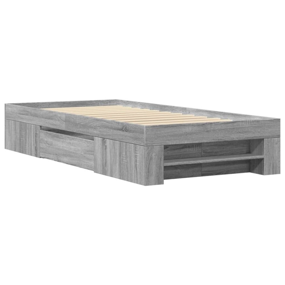 Estructura de cama madera de ingeniería gris Sonoma 90x200