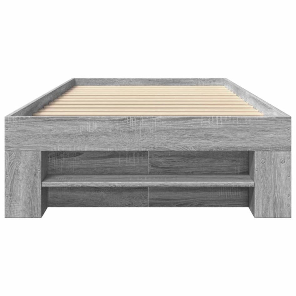 Estructura de cama madera de ingeniería gris Sonoma 90x200