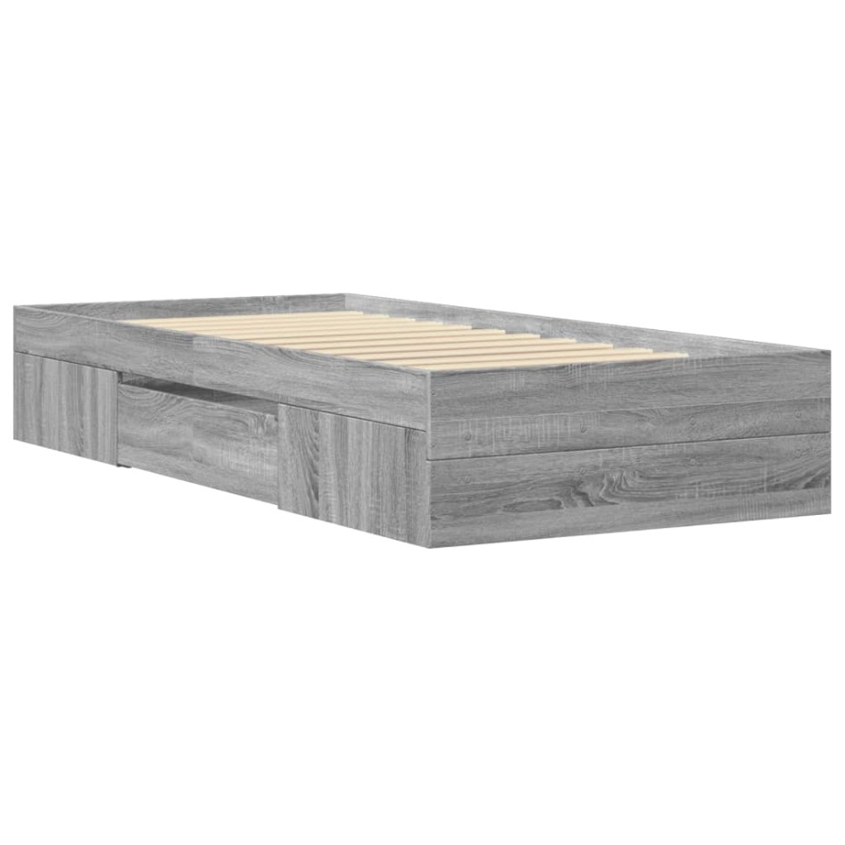 Estructura de cama madera de ingeniería gris Sonoma 90x200