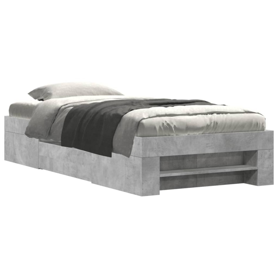 Estructura de cama madera de ingeniería gris hormigón