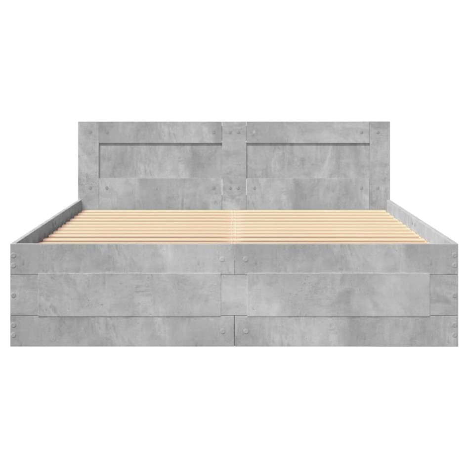 Cama con cabecero madera de ingeniería gris hormigón 140x200