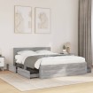 Cama con cabecero madera de ingeniería gris Sonoma 140x200 cm