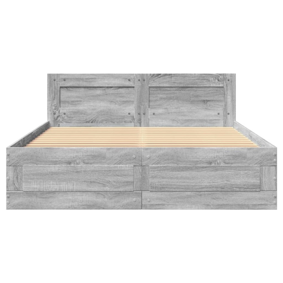 Cama con cabecero madera de ingeniería gris Sonoma 140x200