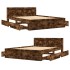 Cama con cabecero madera de ingeniería roble ahumado 120x200
