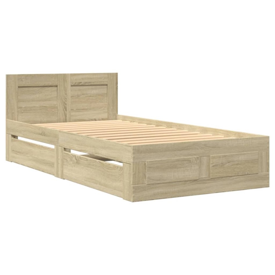 Cama con cabecero madera de ingeniería roble Sonoma 100x200