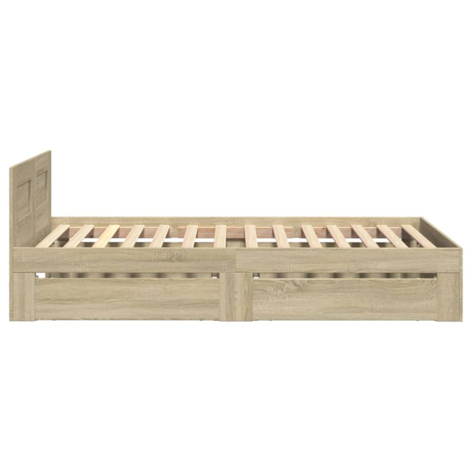 Cama con cabecero madera de ingeniería roble Sonoma 100x200