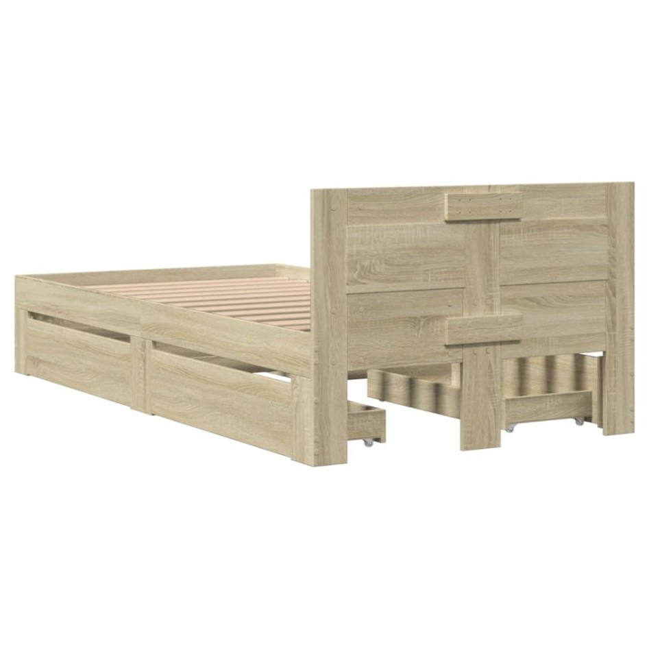 Cama con cabecero madera de ingeniería roble Sonoma 100x200