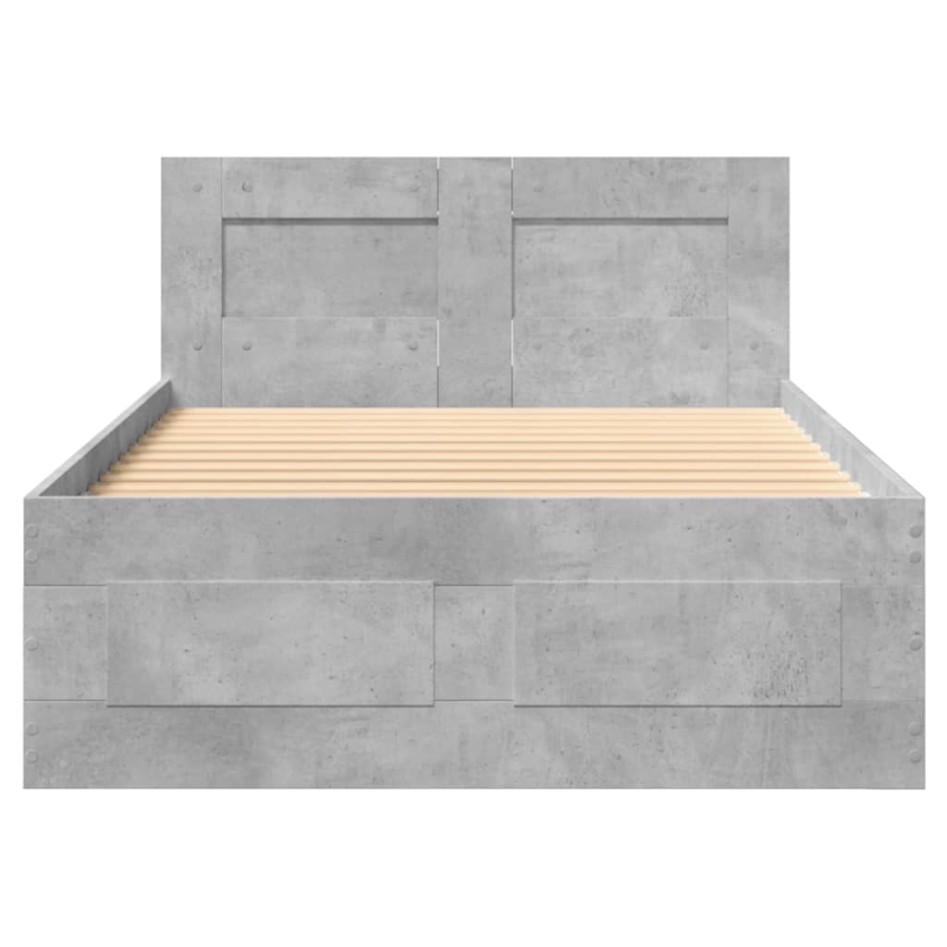 Cama con cabecero madera de ingeniería gris hormigón 90x200