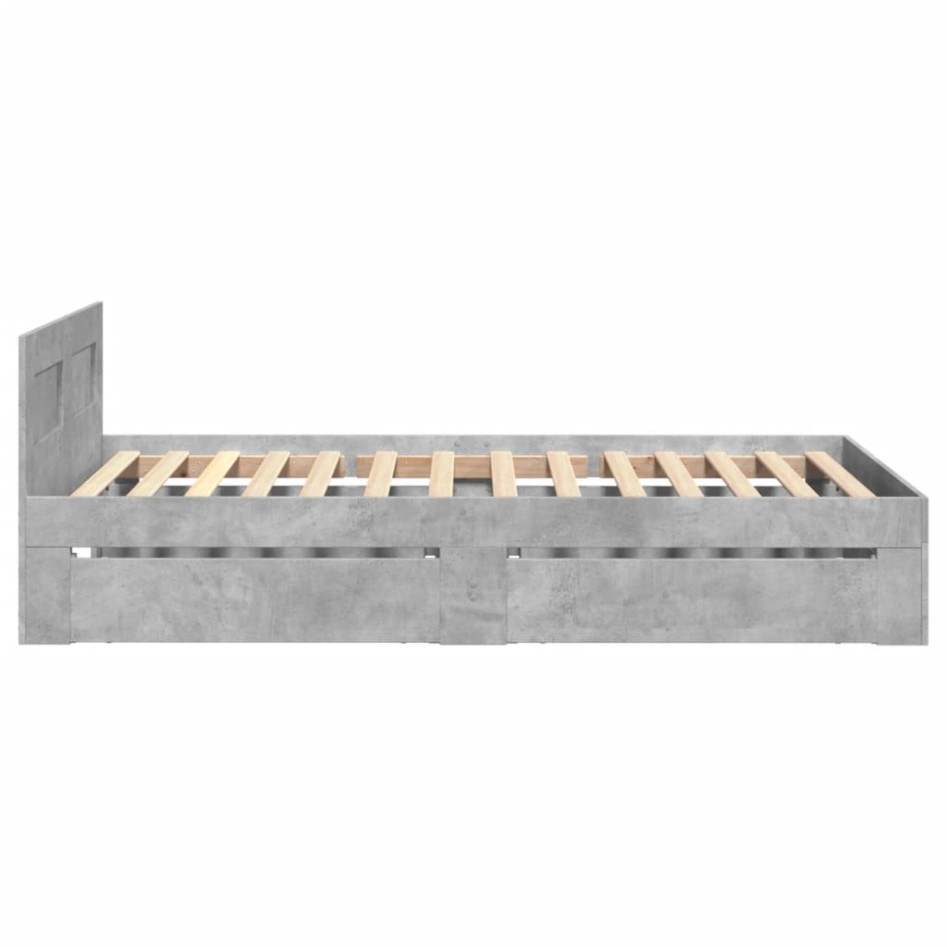 Cama con cabecero madera de ingeniería gris hormigón 90x200