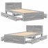 Cama con cabecero madera de ingeniería gris hormigón 90x200