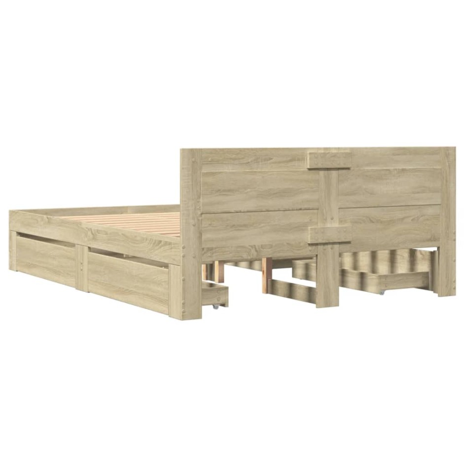 Cama con cabecero madera de ingeniería roble Sonoma 140x190