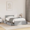 Cama con cabecero madera de ingeniería gris hormigón 75x190 cm