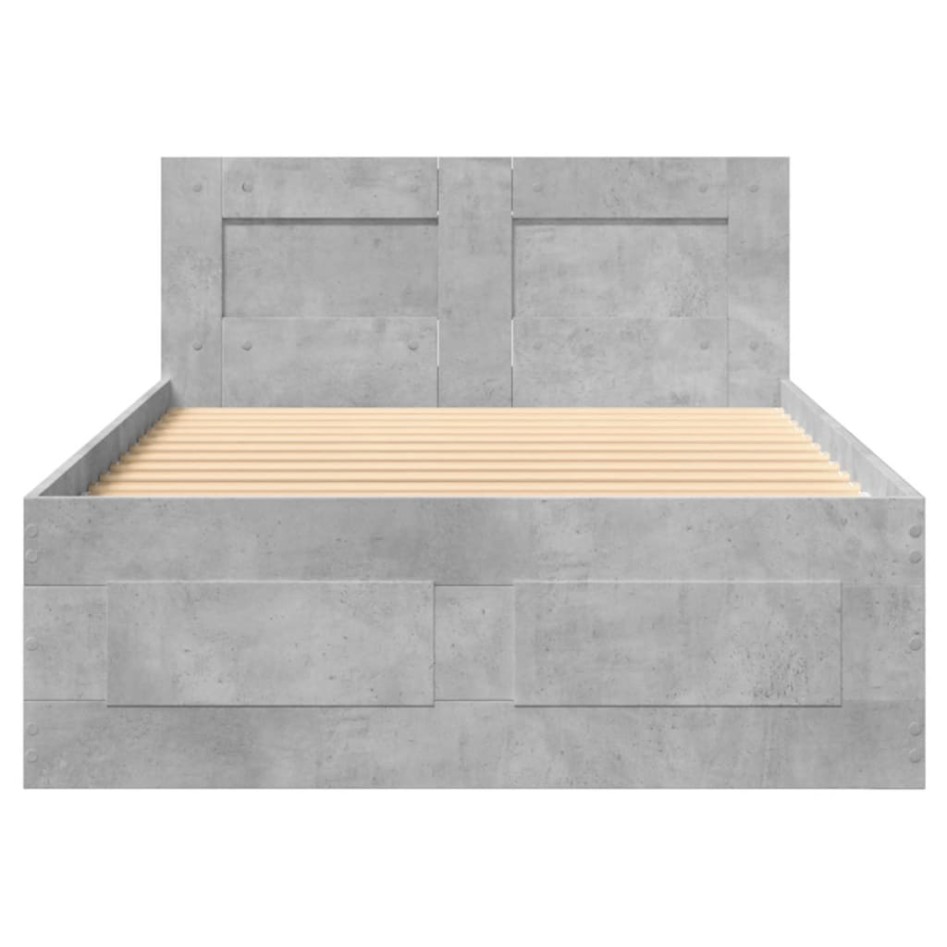 Cama con cabecero madera de ingeniería gris hormigón 75x190