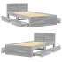 Cama con cabecero madera de ingeniería gris hormigón 75x190