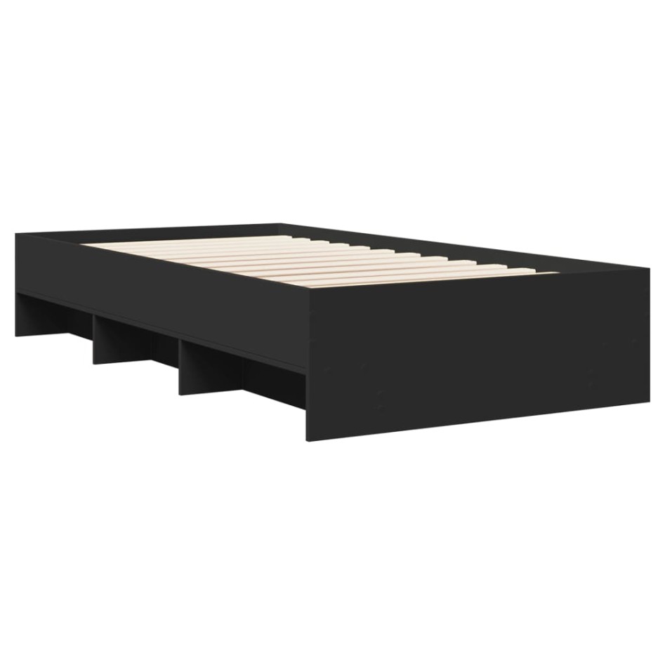 Estructura de cama madera de ingeniería negra 100x200
