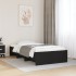 Estructura de cama madera de ingeniería negra 90x200