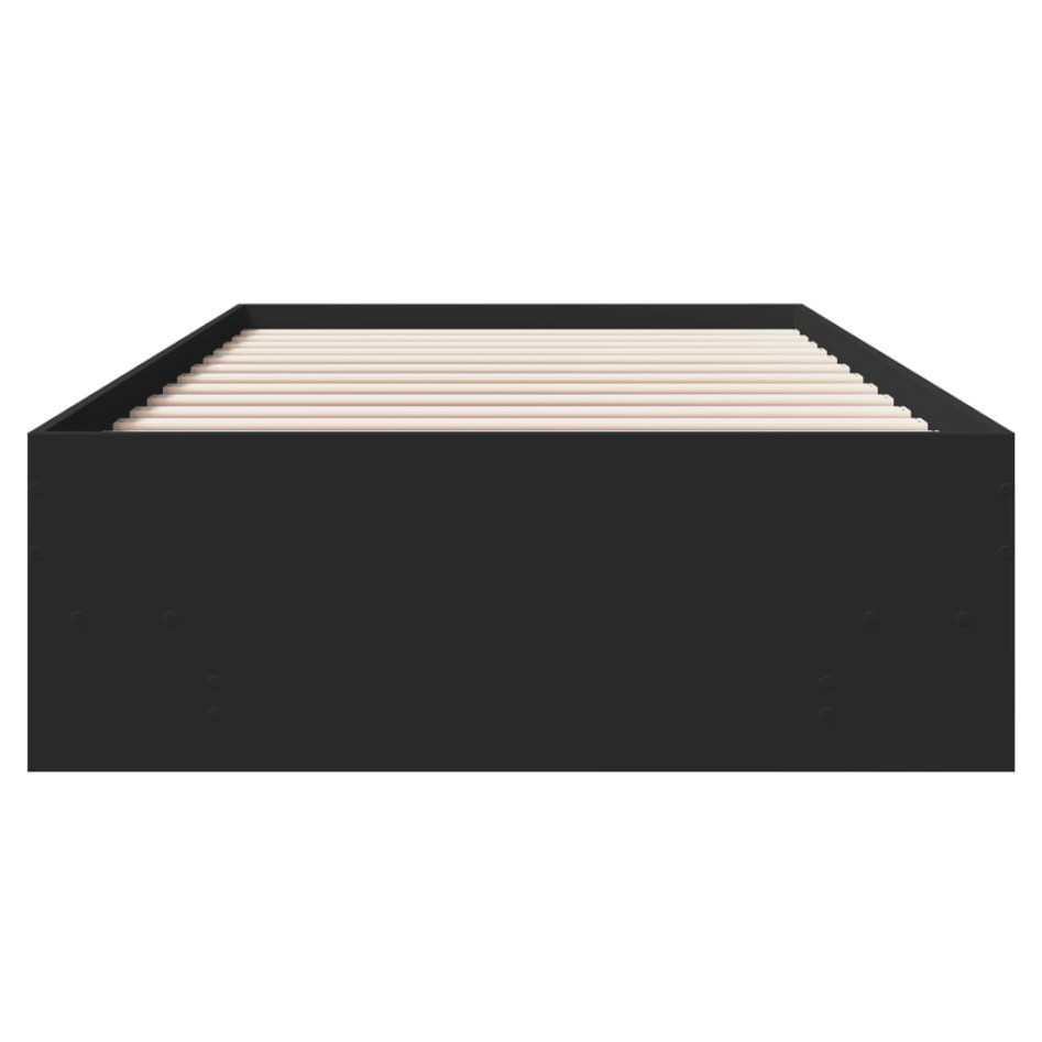 Estructura de cama madera de ingeniería negra 90x200