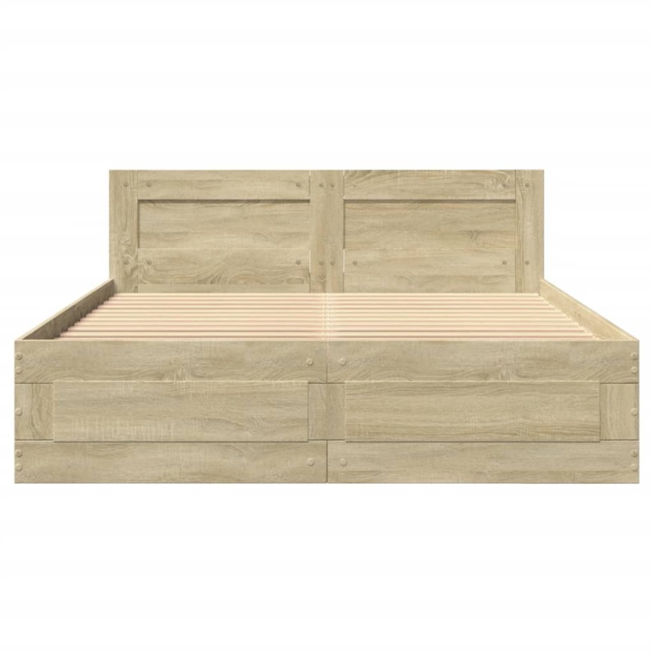 Cama con cabecero madera de ingeniería roble Sonoma 135x190