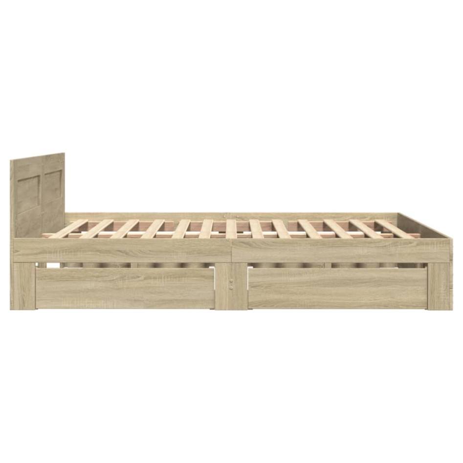 Cama con cabecero madera de ingeniería roble Sonoma 135x190