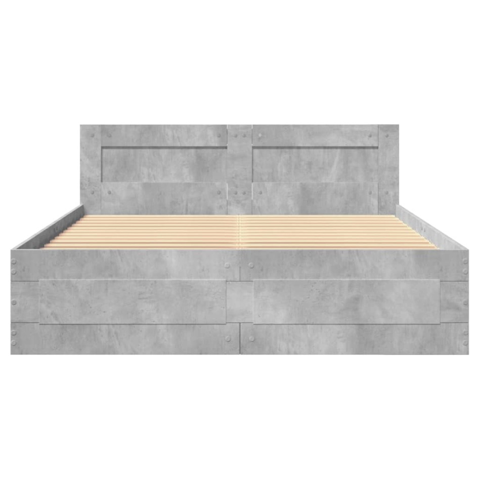 Cama con cabecero madera de ingeniería gris hormigón 135x190